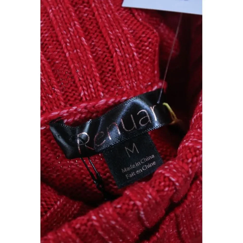 Renuar Womens Turtleneck Long Sleeve Pullover Sweater Top Berry Size M